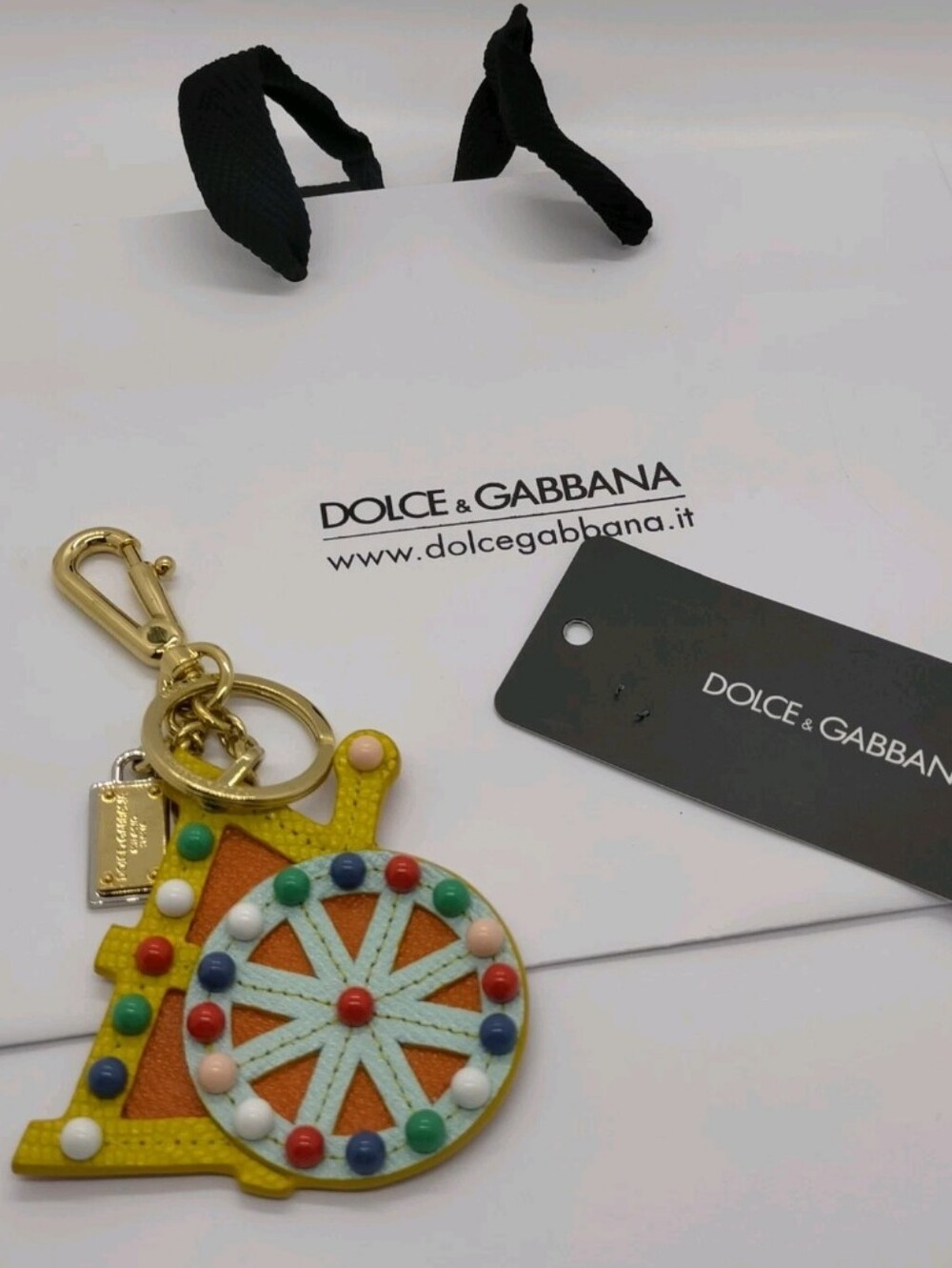 Dolce & Gabbana Yellow Multicolor Ferris Wheel Charm Key Holder